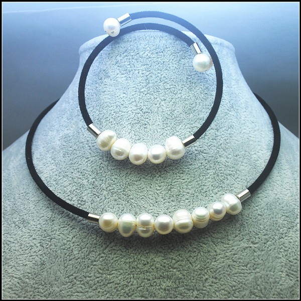 Women'S Fashion Market Size - 1 ชุดสินค้าใหม่สร้อยคอChokersเลี้ยงFresh Water Pearlเครื่องประดับสร้อยข้อมือสินค้าขายร้อนhandmadeยืดหยุ่นขนาด