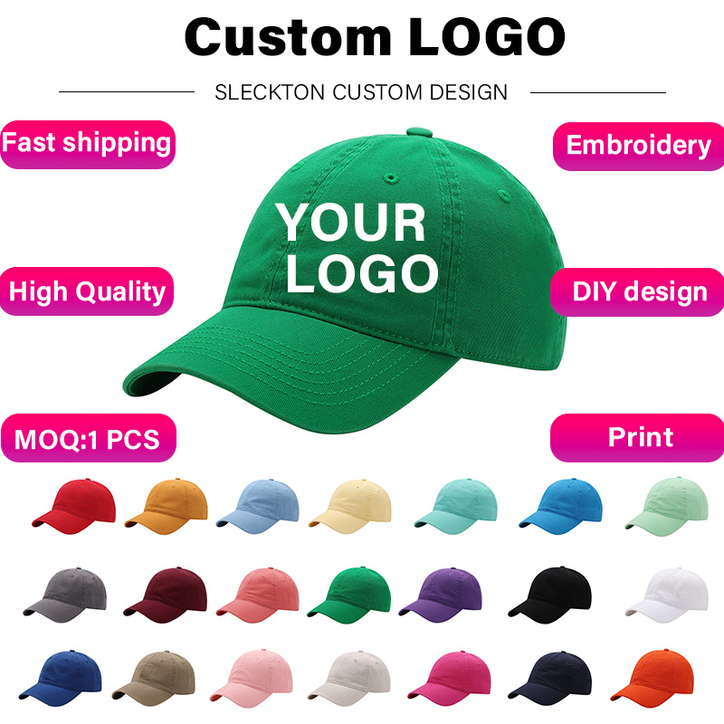Women Fashion Logo Design - SLECKTON Custom เบสบอลหมวกแฟชั่นเย็บปักถักร้อยหมวกสําหรับสตรีและผู้ชายผ้าฝ้ายออกแบบโลโก้ขายส่งหมวก Unisex