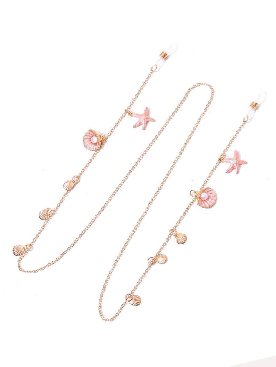 Women'S Fashion Essentials - 1 ชิ้น สายคล้องแว่นตาลายปลาดาวประดับเปลือกหอย, สายคล้องแว่นตาสำหรับผู้หญิง, สายคล้องแว่นตากันลื่นสำหรับผู้หญิง, ของใช้จำเป็นสำหรับการเดินทาง