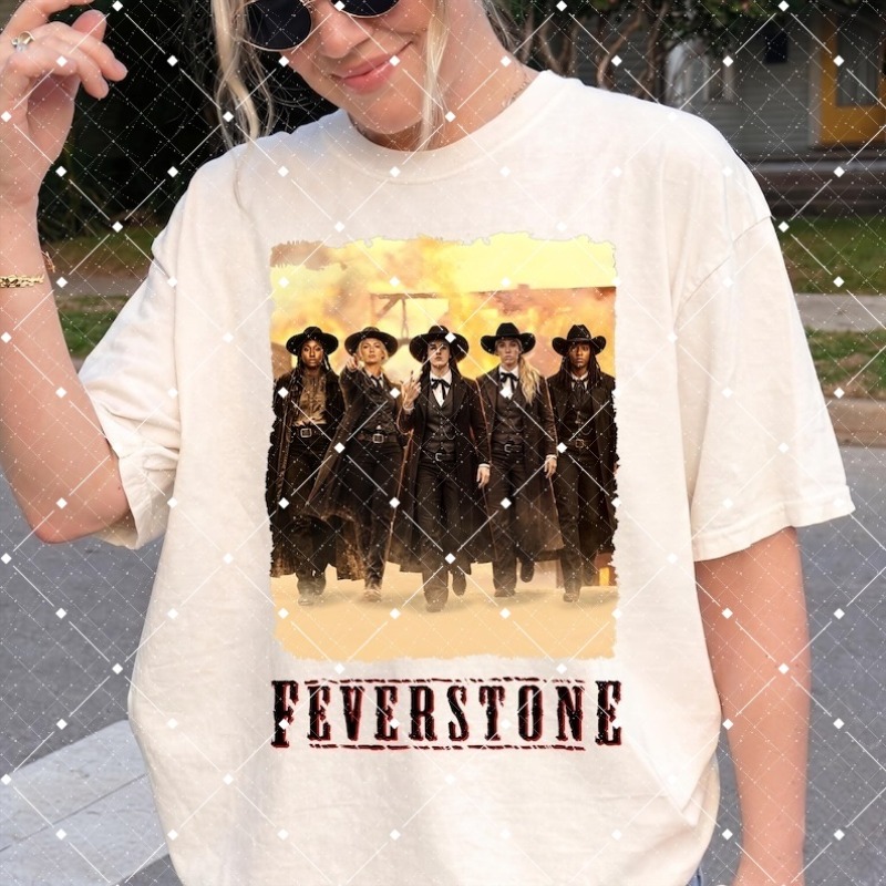 Women'S Fashion Wild West - เสื้อยืดลายกราฟิก Western Cowgirls Feverstone, เสื้อยืดวินเทจสไตล์คาวบอยตะวันตกสำหรับผู้หญิง, เสื้อแขนสั้นสไตล์คันทรีย้อนยุค
