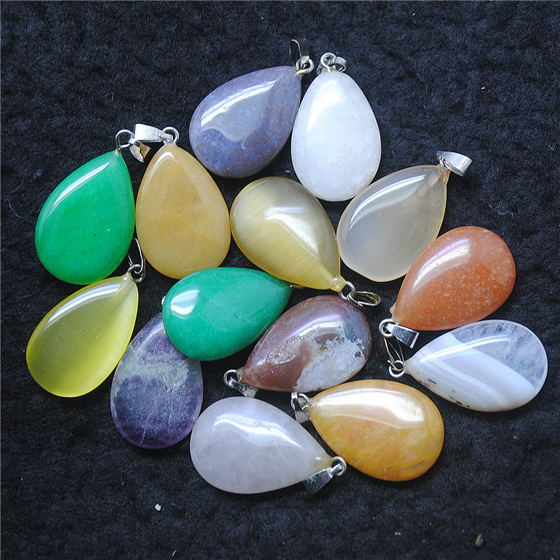 Women Fashion Nz - 10PCS Hot น่ารักหินกึ่งมีค่าจี้ 24X17MM Teardrop สําหรับแฟชั่นผู้หญิงสร้อยข้อมือทําอุปกรณ์เสริม