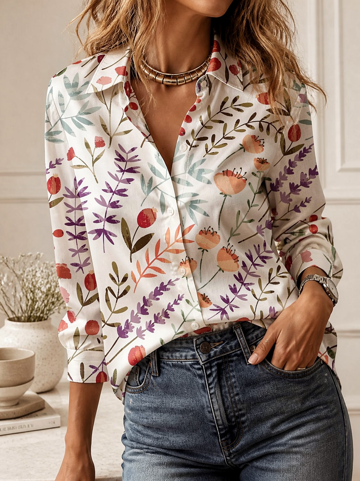 เสื้อเชิ้ตคอปกแบบลำลองสำหรับผู - Women'S Fashion Day บทวิจารณ์และราคา