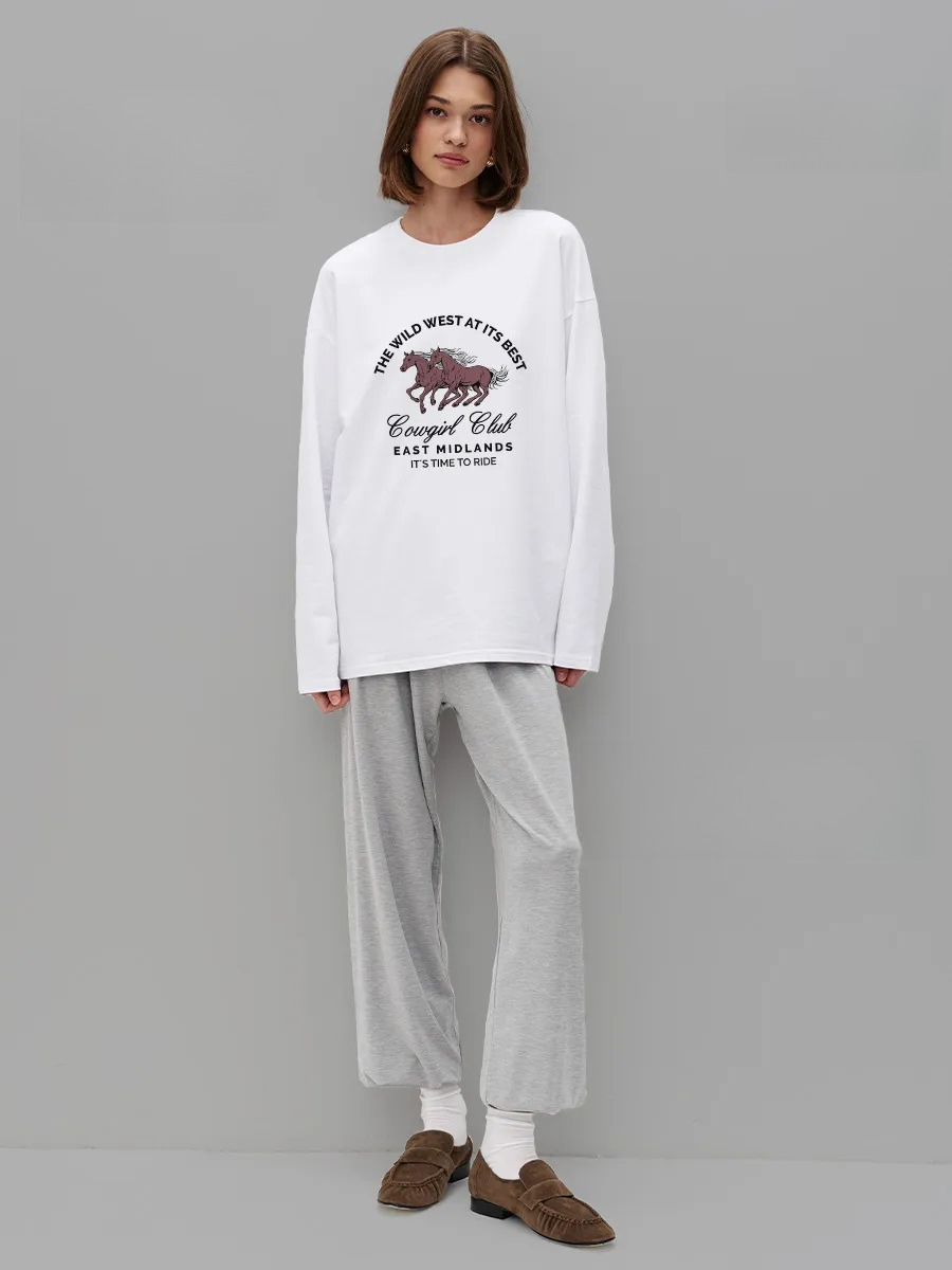 เสื้อยืดผู้หญิงลายม้า ผ้าฝ้าย  - Women'S Fashion Wild West บทวิจารณ์และราคา