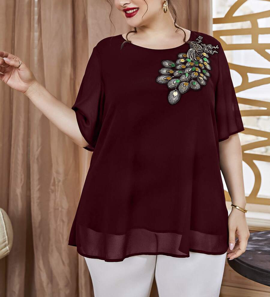 เสื้อปักลายนกยูงสำหรับผู้หญิงไ - Women'S Fashion Essentials บทวิจารณ์และราคา