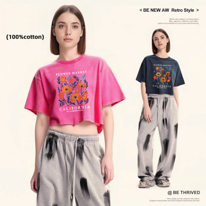 เสื้อยืดคอกลมผ้าฝ้ายลายดอกไม้ส - Women'S Fashion Market Size บทวิจารณ์และราคา