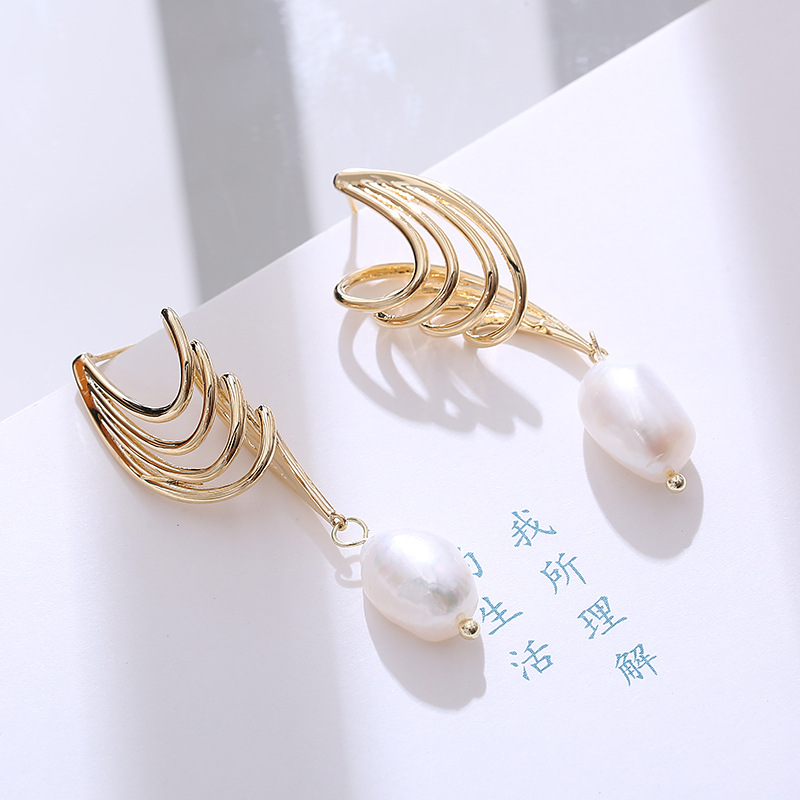 ต่างหูมุกทรงบาร็อคสีทอง ดีไซน์ - Women Fashion Nz บทวิจารณ์และราคา