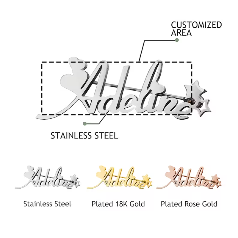 ใหม่ที่กําหนดเองชื่อเข็มกลัดตั - Women Fashion Logo Design บทวิจารณ์และราคา
